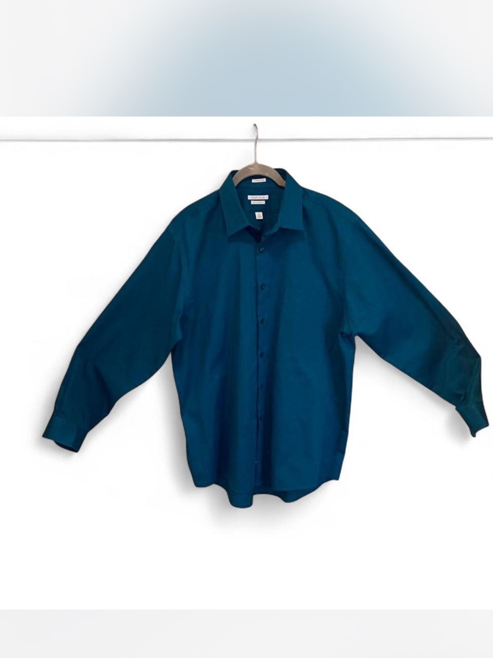Van Heusen Men's Teal Blue Long-Sleeve Dress Shirt size 17(34-35/L)